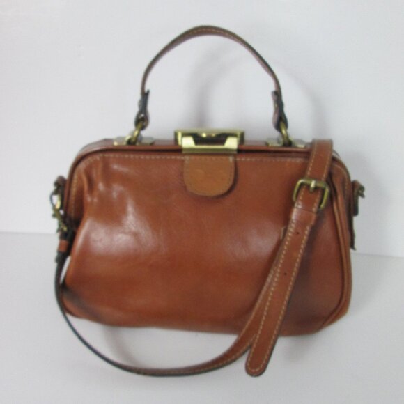 Patricia Nash Brown Leather Crossbody Satchel Top Handle Bag - Picture 1 of 6